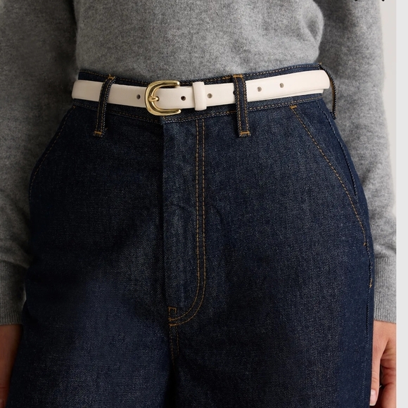 Quince Sofia European Leather Skinny Belt In Bone main image 14